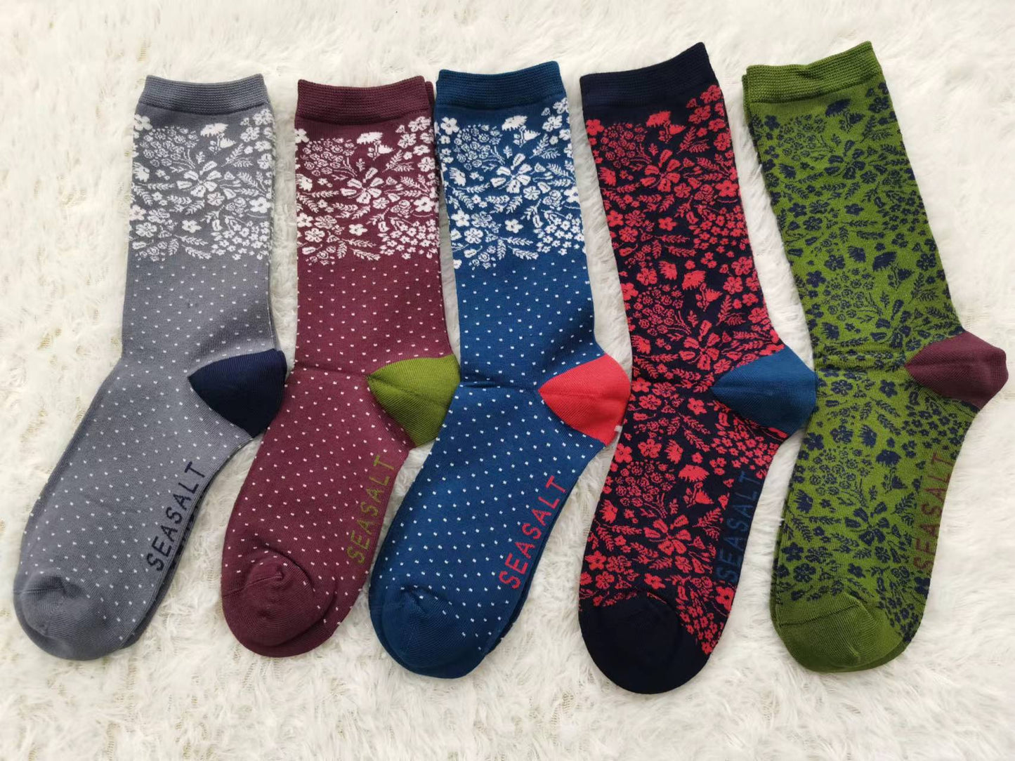 SOCK BAMBOO Crew Dots Flowers